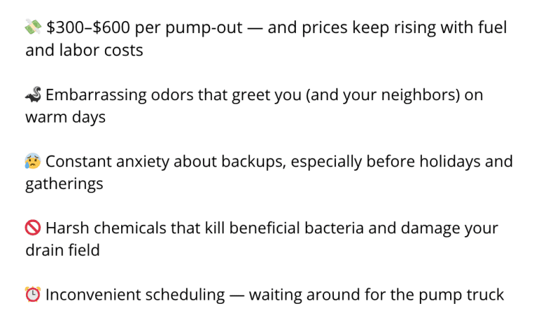 Septic tank inconveniences
